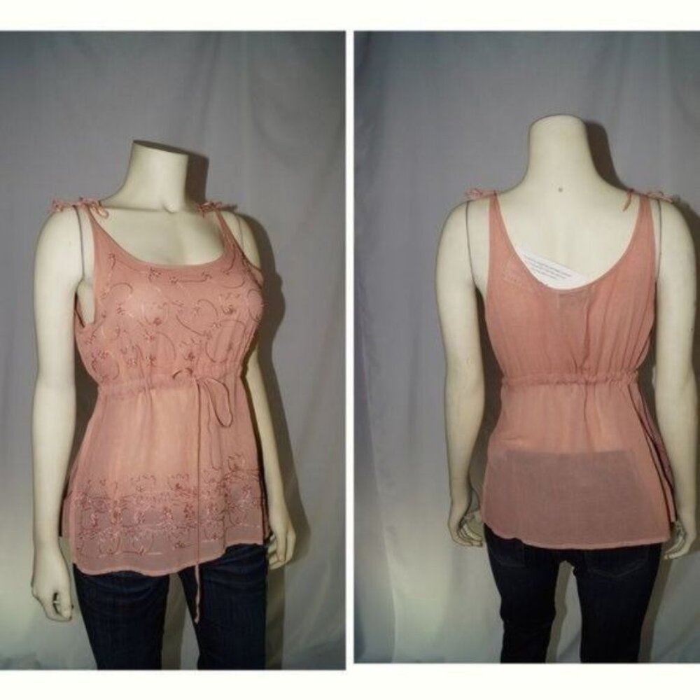 Raviya Embroidered top Slits on the sides adjustable straps & Drawstring wasit